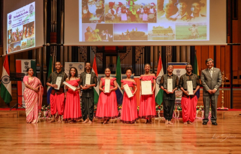 Traditional folk dance by ICCR Bhangra Troupe on the eve of the Republic Day.